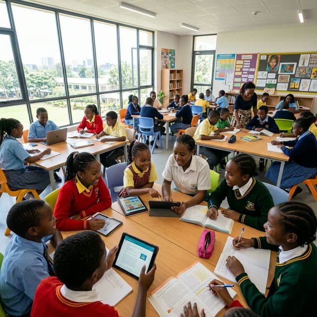 Students learning in a classroom
